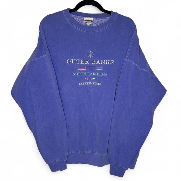 Vintage Outer Banks North Carolina Sweatshirt Periwinkle Blue Large - Picture 1 of 5